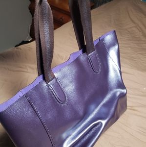 Coach 59388 metallic blue navy glitter derby leather tote